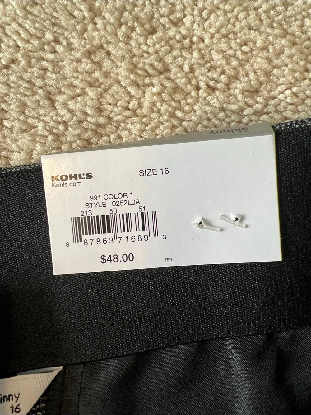 Nine West Charcoal Skinny Mid Rise Dress Pants Size 16 New With Tags